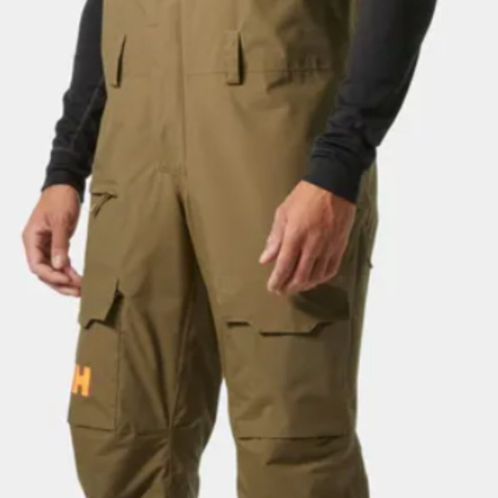 Helly Hansen Sogn Bib Cargo Ski Pants Mens XXL Tan/Black Nearly New Pre-Owned